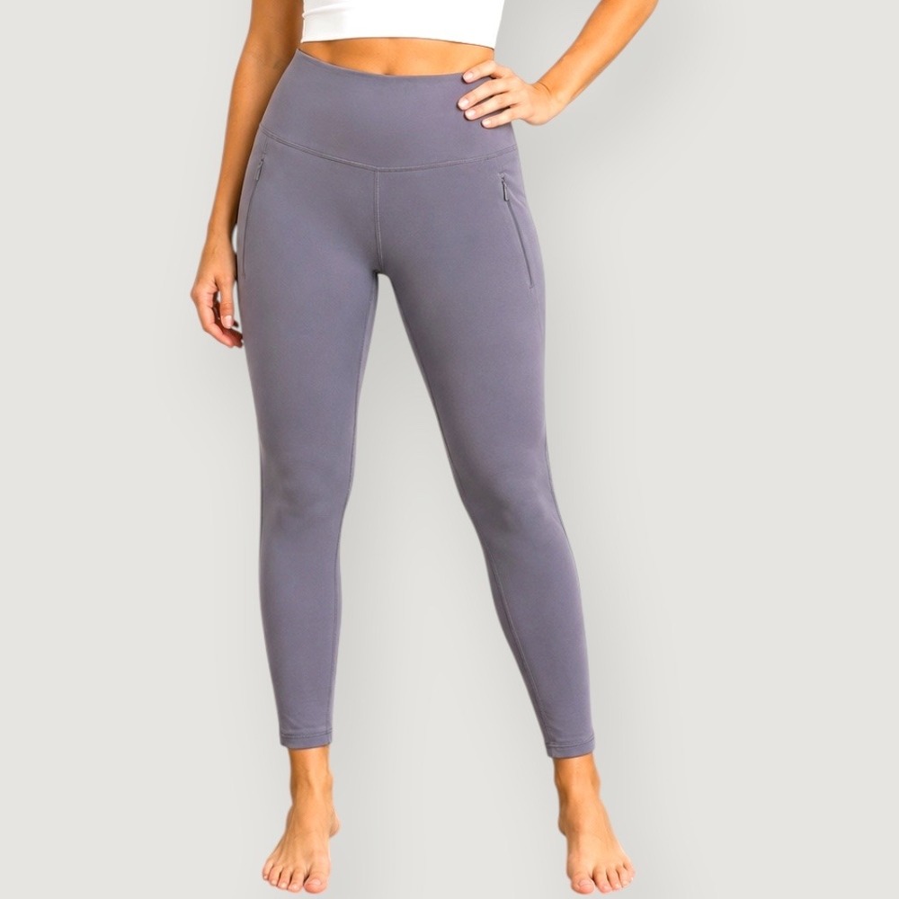 Spyder Active Womens Gray High Waisted Zipper Pocket Leggings Size M Activewear